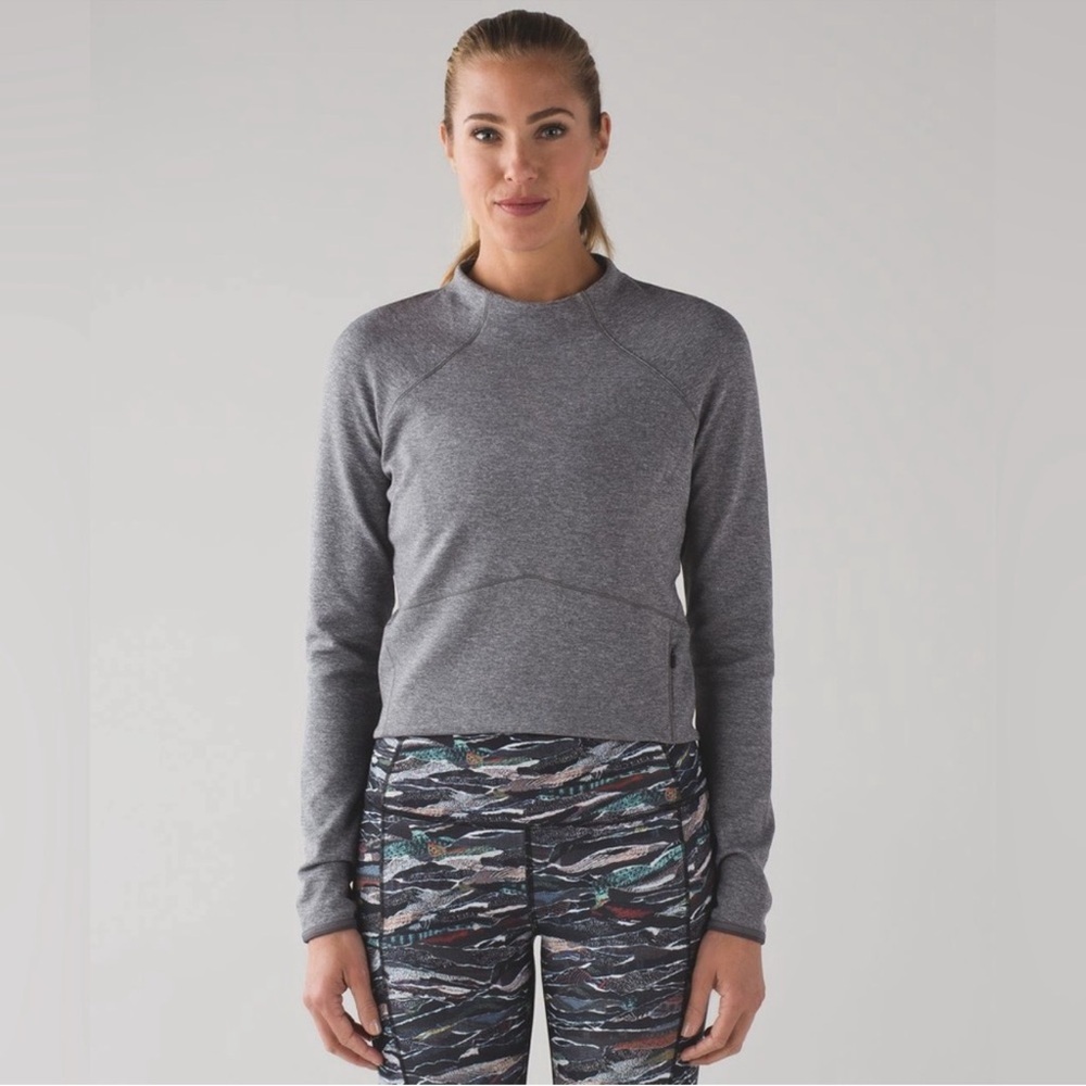 Lululemon Hill And Valley Mock Neck long sleeve top Heathered Slate Gray size 6